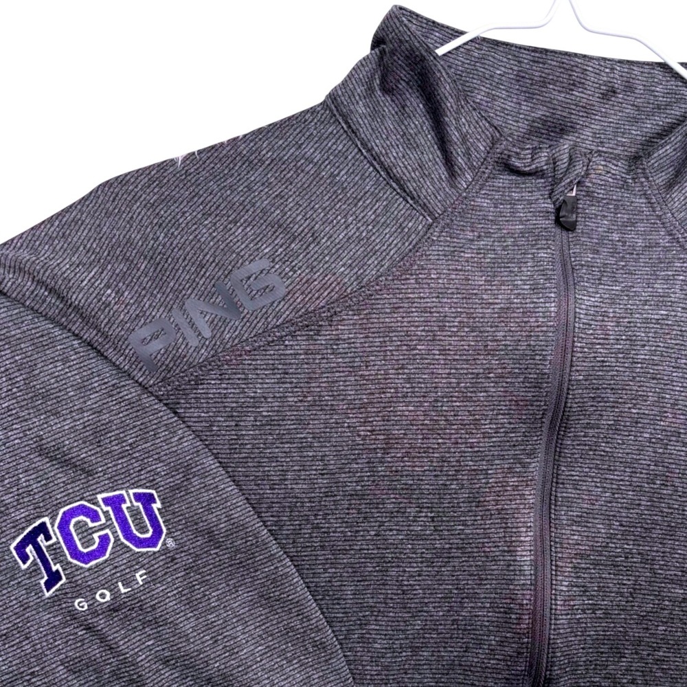 TCU Texas Christian Golf Horn Frogs PING 1/2 Zip Pullover Mens L Gray SensorCool